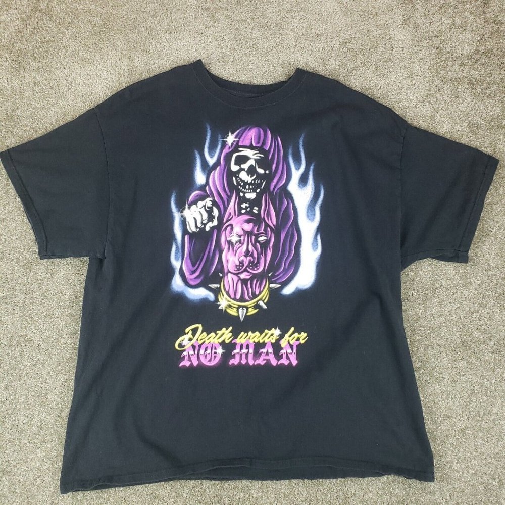 Grim Days Shirt XXL 2XL Mens Black Short Sleeve Death Waits For No Man Tee T